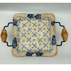Temptations by Tara Baking Dish Provance Square w/Ratan Stand 8.25"